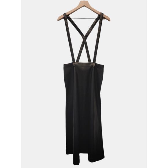 NWT Anthropologie Black Faux Leather Pinafore Skirt - Size 8 - Picture 5 of 10